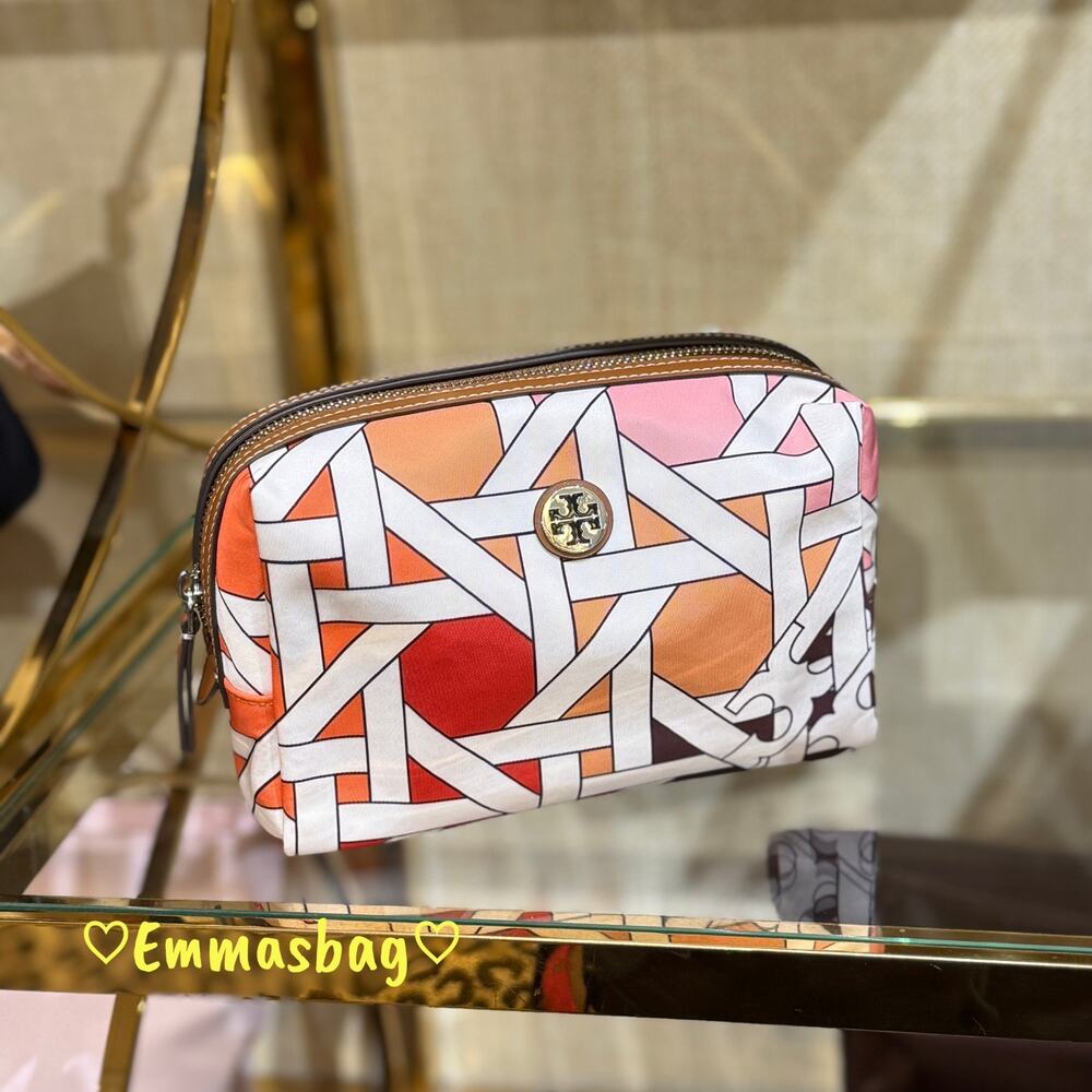 Tory Burch Nylon Basketweave Cosmetic Case 175895 $120